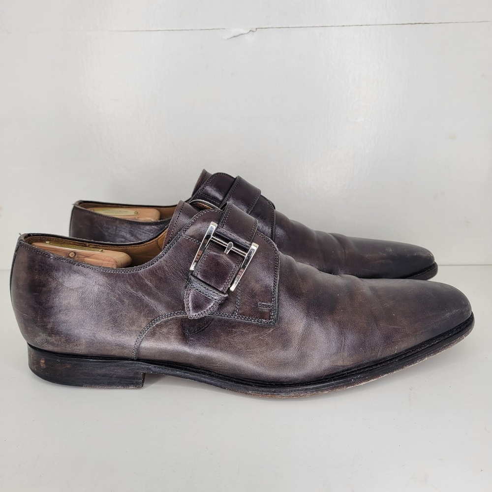 Mens Magnanni Marco Monk Strap Loafer Shoe Buckle 11M Catalux Grey Leather (N16)